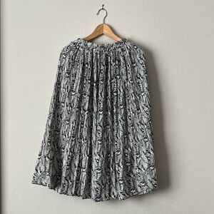 Floral Print Elastic Waistband Pleated Midi Skirt Size S